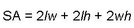 S A equals 2 l w plus 2 l h plus 2 w h