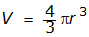 V equals 4 thirds pi r cubed