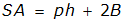 S A equals p h + 2 B