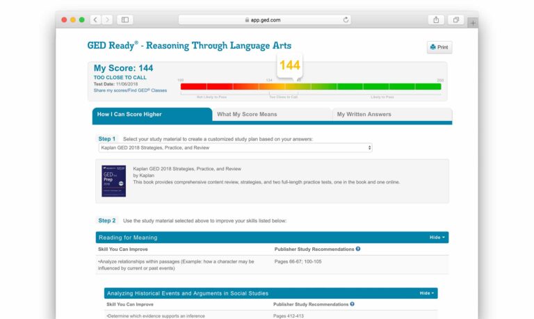 GED Ready Custom Study Plan